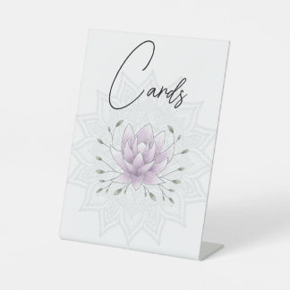 Signe De Table Lotus simple feuille et rose avec carte Mariage Ma