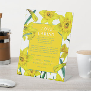 Signe De Table Love is caring yellow spring wedding health peche
