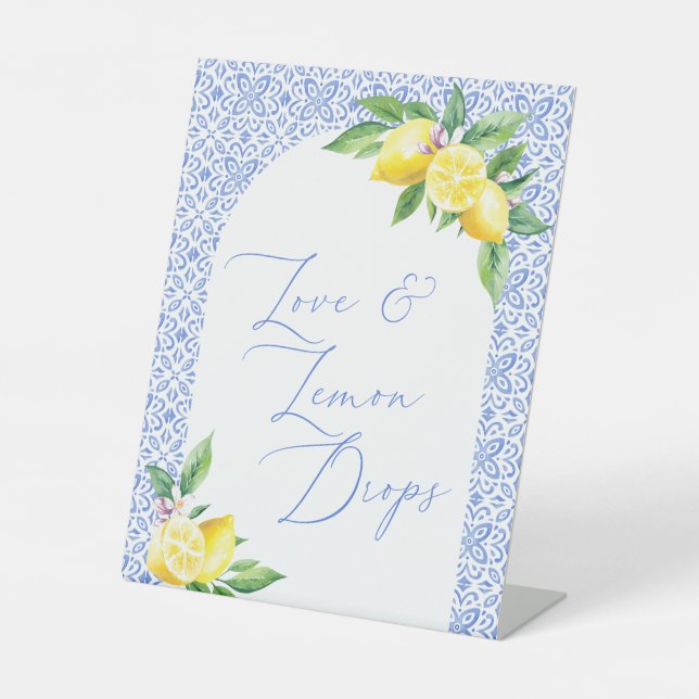 Signe De Table Love & Lemon Drops Italien Carrelage Bleu Positano (Recto)