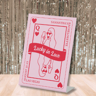 Signe De Table Lucky In Love Bold Rose & Red Bachelorette