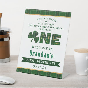 Signe De Table Lucky Little Shamrock 1er anniversaire Bienvenue