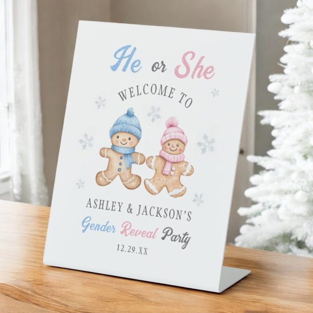 Signe De Table Lui ou Elle Gingerbread Sexe Révéler Bienvenue (Créateur téléchargé)