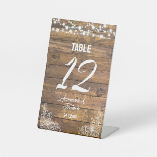 Signe De Table Lumières à double dentelle en bois rustique