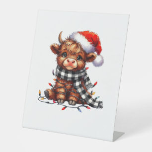 Signe De Table Lumières de Noël Highland Cow Baby Noël Light
