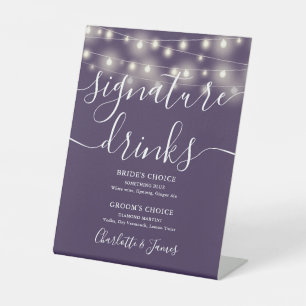 Signe De Table Lumières Guirlandes Boissons de Signature Violette