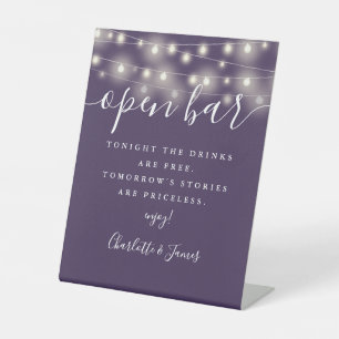 Signe De Table Lumières Guirlandes Violet Signature Script Bar Ou
