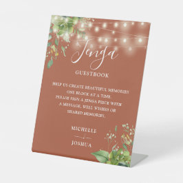 Signe De Table Lumières vertes Terracotta Jenga Mariage Livre d'o