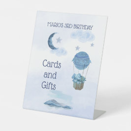 Signe De Table Lune bleue éléphant mignon garçon d'anniversaire