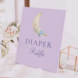Signe De Table Lune Whimsical Purple Baby shower Déchets Raffin