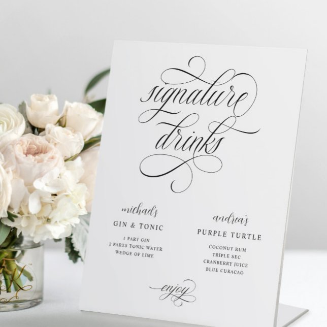 Signe De Table Luxe Fancy Mariage Signature Boissons (Créateur téléchargé)