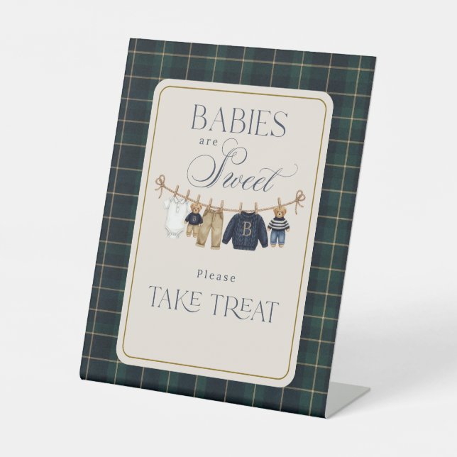 Signe De Table Luxsary  Bear Plaid Baby Shower Sweet Treat (Recto)