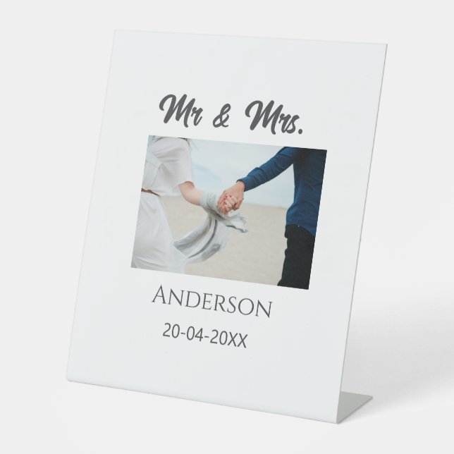 Signe De Table M. & Mme ajouter nom de famille date année mariage (Recto)