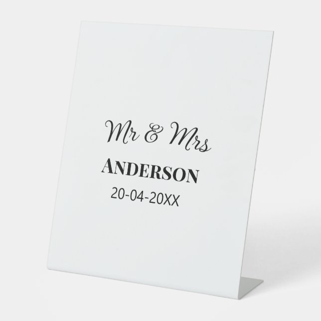 Signe De Table M. & Mme ajouter nom de famille date année mariage (Recto)