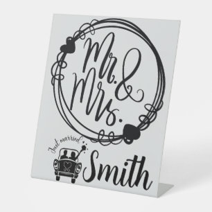 Signe De Table M. & Mme Just Married Mariage Custom Sign