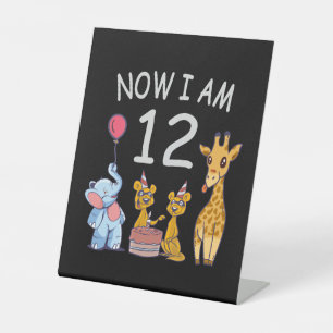 Signe De Table Maintenant, j'ai 12 ans 12e anniversaire au Zoo
