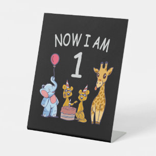 Signe De Table Maintenant j'ai 1 an 1er Anniversaire au Zoo Bébé