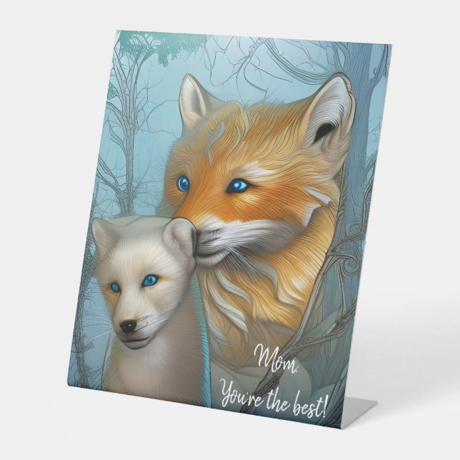 Signe De Table Maman Tu es le meilleur - Fox et bébé (Recto)