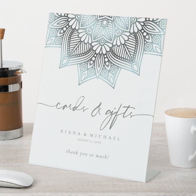 Signe De Table Mandala Lace Cartes et Cadeaux Lt. Blue ID968 (In SItu)