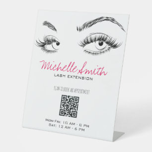 Signe De Table Maquillage Artiste Lashes Brows Black White QR Cod