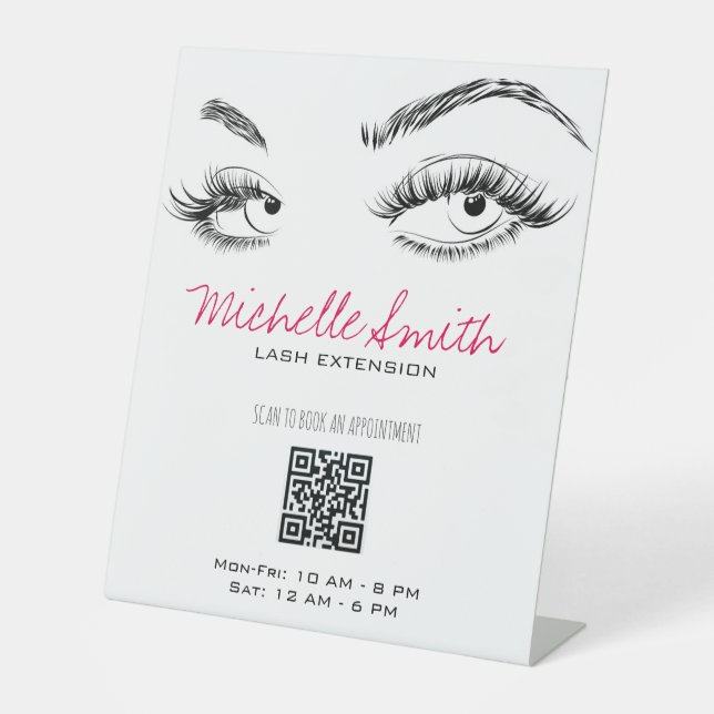 Signe De Table Maquillage Artiste Lashes Brows Black White QR Cod (Recto)