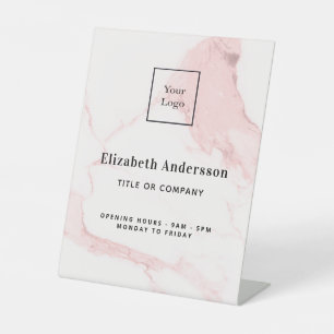 Signe De Table Marbre rose pâle titre élégant logo d'entreprise