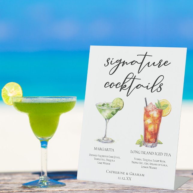 Signe De Table Margarita Long Island Tea Signature Cocktails Menu (Créateur téléchargé)
