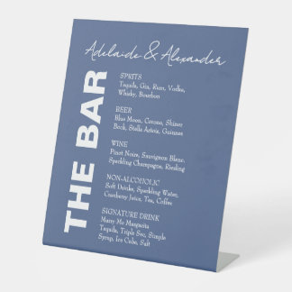 Signe De Table Mariage Aquarelle Moderne Bleu Côté Plage Côtière