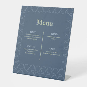 Signe De Table Mariage bleu avec Motif en lattes