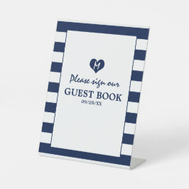 Signe De Table Mariage bleu et blanc de marine moderne chic