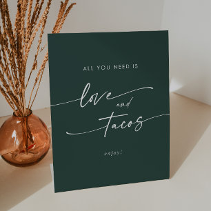 Signe De Table Mariage Bohème Chic Émeraude Vert Amour Taco Bar