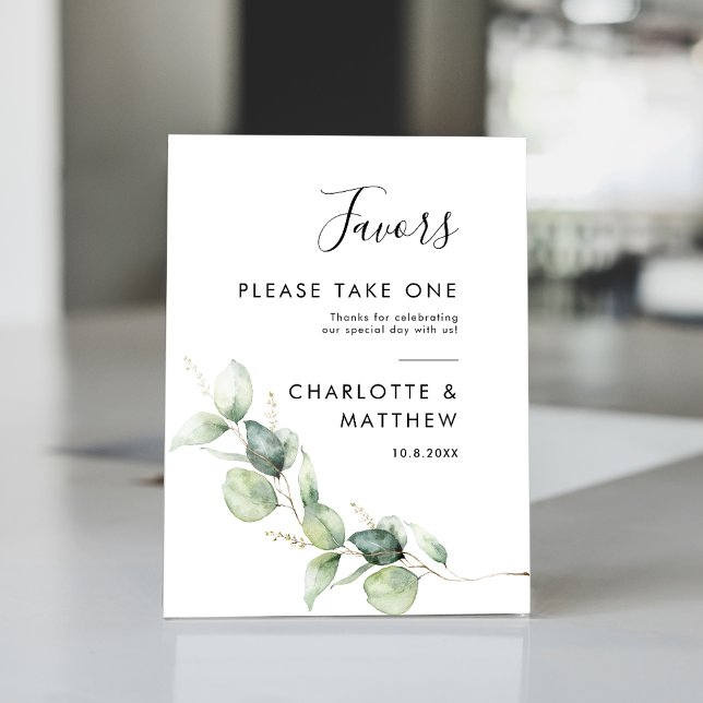 Signe De Table Mariage botanique Eucalyptus Greenery (Eucalyptus Greenery Script Favors Table Top Sign)