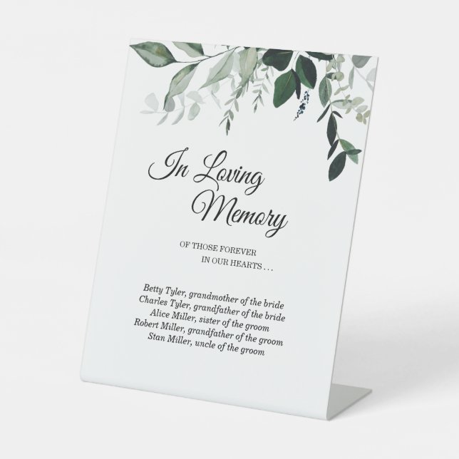 Signe De Table Mariage botanique neutre en mémoire d'amour (Recto)