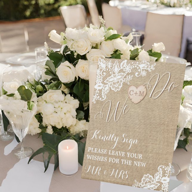 Signe De Table Mariage campagnard Rustique Burlap Et Dentelle (Créateur téléchargé)