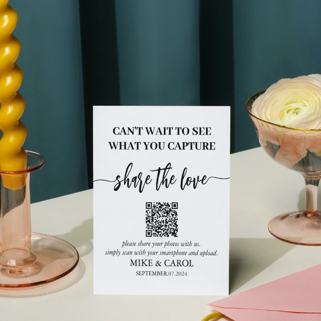 Signe De Table Mariage Capturer l'amour Photo Partager QR Code (Créateur téléchargé)