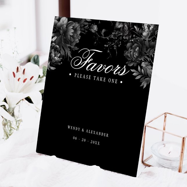 Signe De Table Mariage classique gothique noir favorise (Créateur téléchargé)