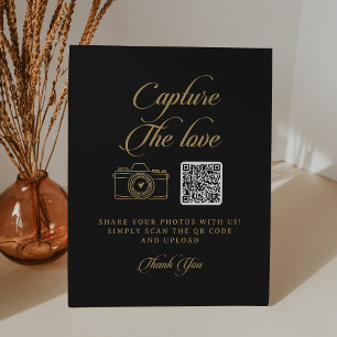 Signe De Table Mariage Classique Noir et Or Capturez l'Amour