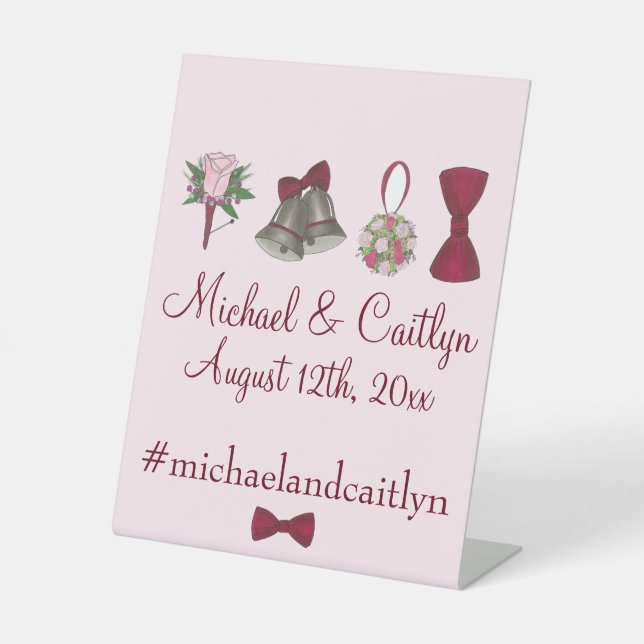 Signe De Table Mariage cloches Fleurs Bow Cravate de poche servie (Recto)