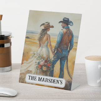 Signe De Table Mariage Country Western Aquarelle