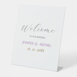 Signe De Table Mariage de bienvenue élégant en calligraphie