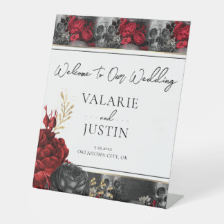 Signe De Table Mariage de bienvenue gothique rouge noir