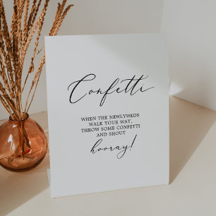 Signe De Table Mariage de calligraphie noir délicat Confetti Toss