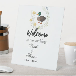 Signe De Table Mariage de canard colvert fleur sauvage