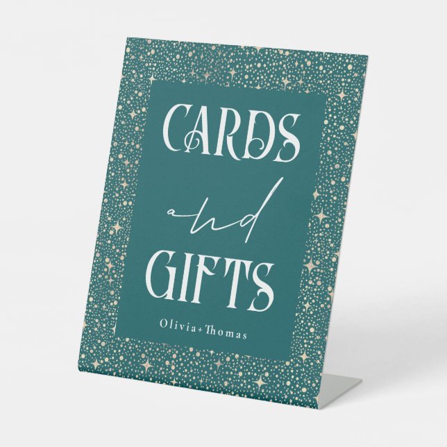 Signe De Table Mariage de cartes et cadeaux Turquoises célestes (Recto)