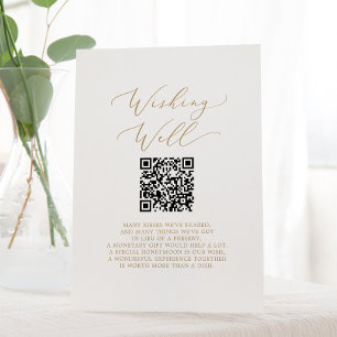Signe De Table Mariage de code QR Gold Delicy Wishing well