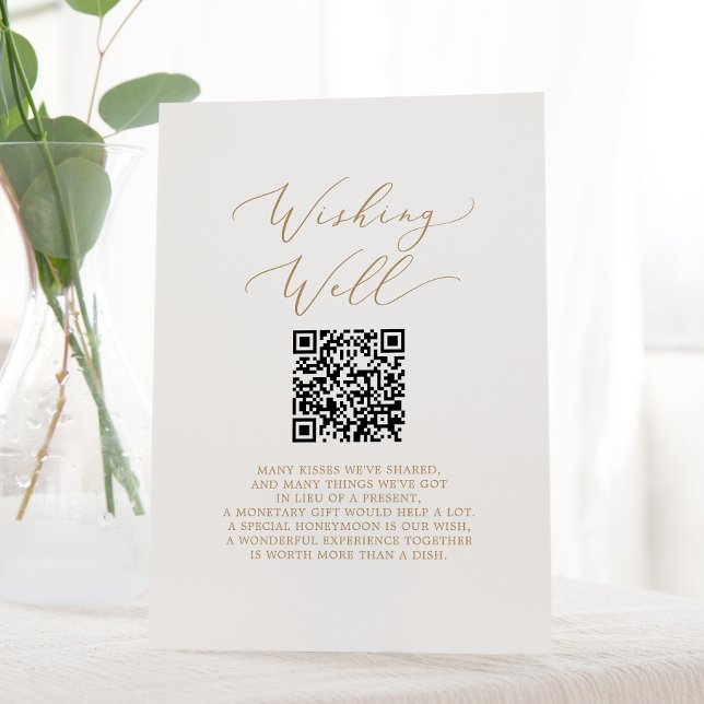 Signe De Table Mariage de code QR Gold Delicy Wishing well (Créateur téléchargé)
