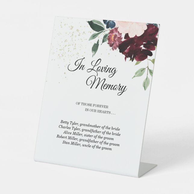 Signe De Table Mariage De Fête D'Été En Mémoire D'Amour (Recto)