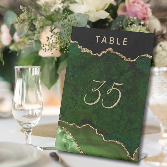 Signe De Table Mariage de géoode d'âge or vert (Créateur téléchargé)