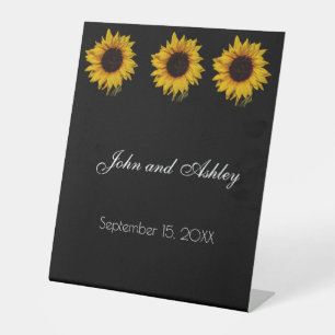 Signe De Table Mariage de gouttelettes d'eau de tournesol