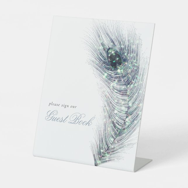 Signe De Table Mariage de livre d'invité Peacock Feather (Recto)