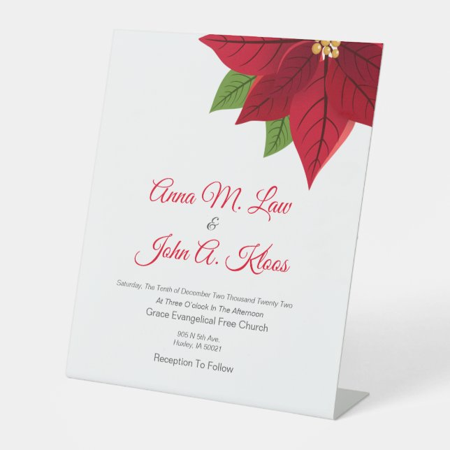 Signe De Table Mariage de Noël Poinsettia (Recto)